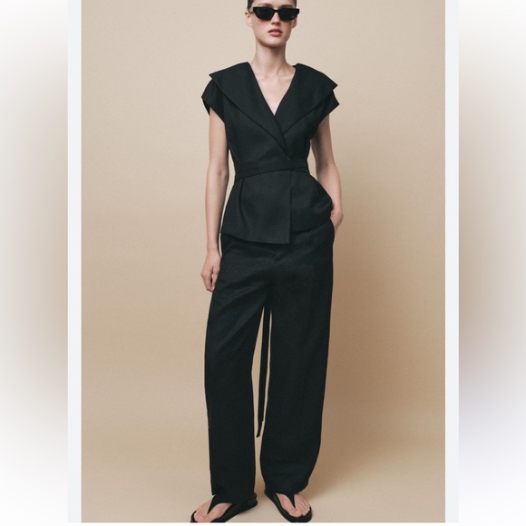 Zara Pants - ZARA BLACK LINEN PANTS ZW COLLECTION SIZE M